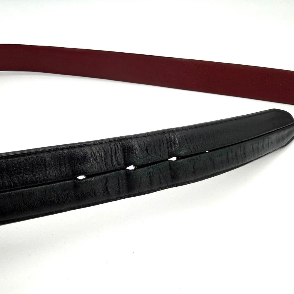 Tiger Woods Nike Golf Mens Black Genuine Leather‎ Belt Silver Buckle Size 44
